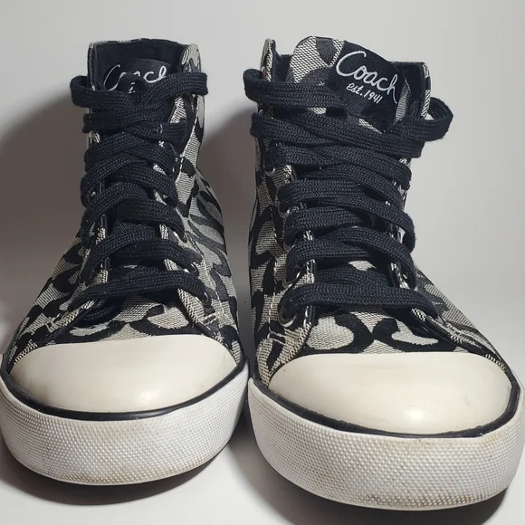 COACH Cardinal High Tops Lace Up Sneakers Black & Grey Women's Size 8.5 EUC - Picture 13 of 14
